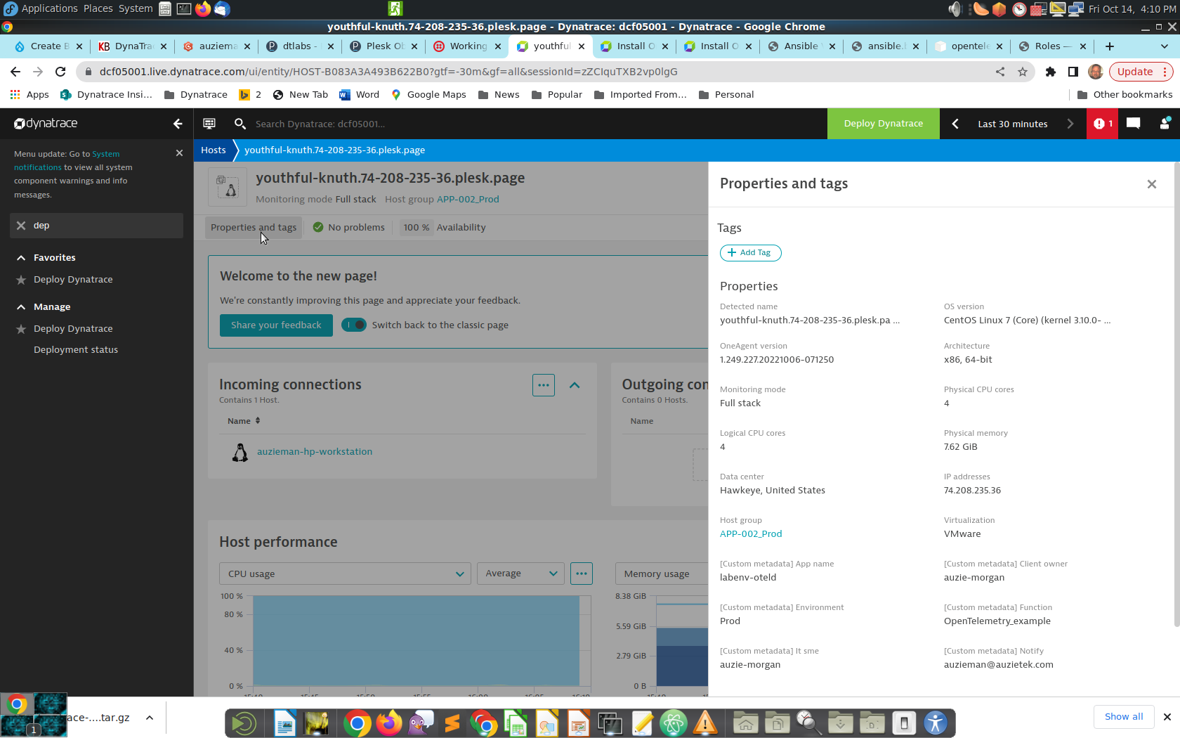 Dynatrace host outcome